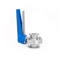 Vanne papillon manuelle en acier inoxydable de qualité alimentaire 304/316L de 1,5 pouce avec raccord Tri-Clamp et déclencheur à pression en plastique