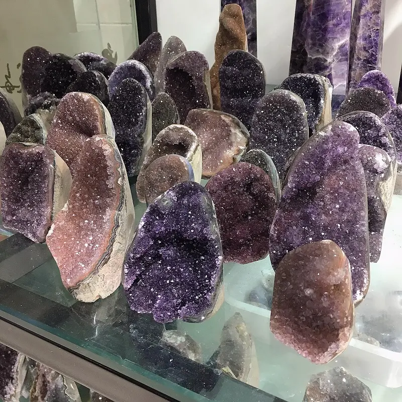 Wholesale Natural Rough Uruguay Amethyst Cluster Prices of Fengshu colorful Amethyst Crystal Geode