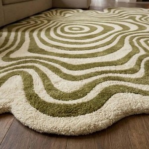 Tapis de luxe en laine bordeaux à motif géométrique, tapis tufté à la main, tapis moderne élégant pour salon, chambre à coucher, chambre d'enfant, décoration intérieure - Product Image 3