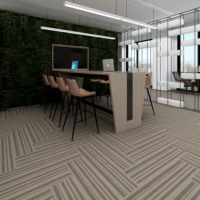 Dalles de moquette commerciales à motif géométrique en nylon teint, antidérapantes, écologiques, à poils moyens épais, avec design acoustique