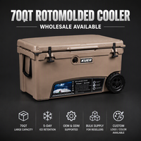 Glacière à roulettes 70QT rotomoulée, motif personnalisé, pour usage alimentaire et pêche, la plus vendue