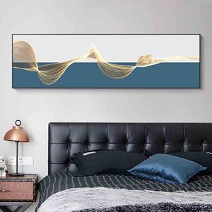 Quadro da Parete per Progetti Alberghieri, Dipinto Astratto Nordico Blu ad Acquerello su Tela, Immagine Romantica per Camera da Letto - Product Image 3