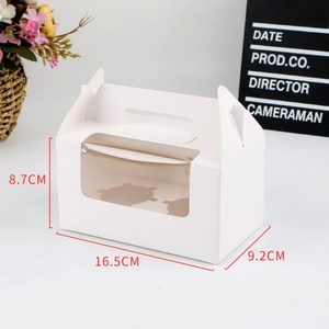 Sunshine <b>Strong</b> Plain White Paperboard Cake Sweet Bakery Packaging <b>Box</b> With Window and Handle 2 4 6 Hole Cake <b>Box</b> - Product Image 5