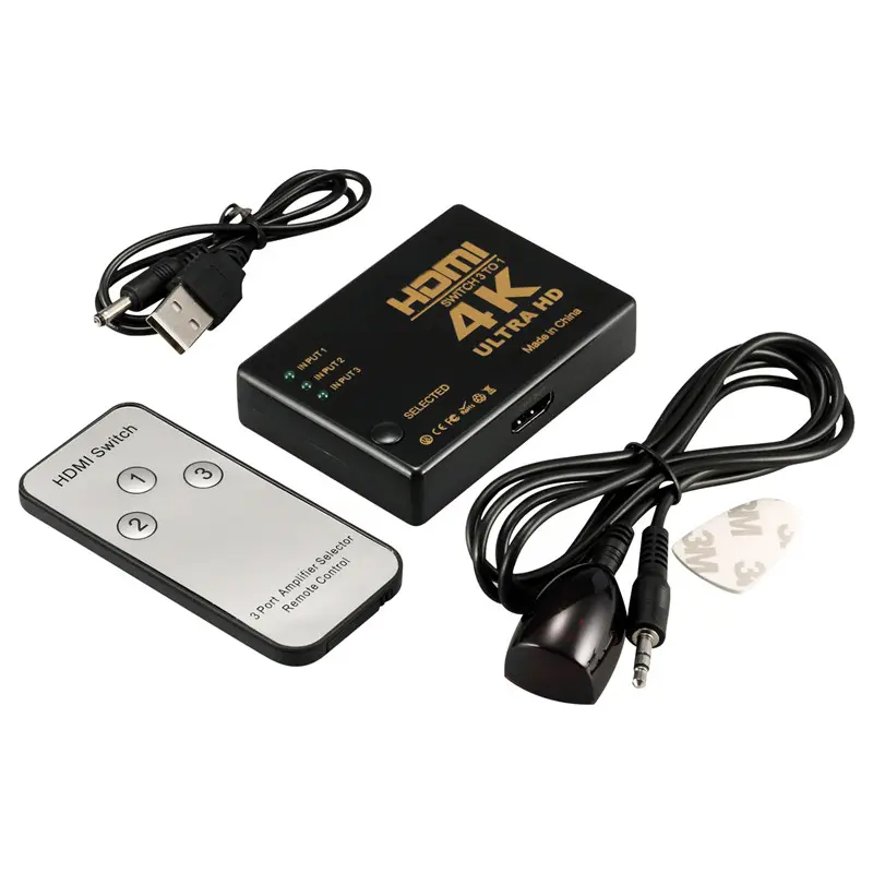 Justlink plastik 3 Port Ultra HD 4K HDMI Switch 3 in 1 keluar HDMI Video Switcher Switch 3x1 mendukung 3D IR Remote