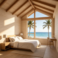 Frais de conception pour Bungalow de plage en bois résistant au vent côtier, Cabane en rondins préfabriquée, Tiny House pour complexe hôtelier de plage, Taille personnalisée