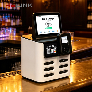 Station de location de batteries externes partagées Relink à 6 emplacements, paiement NFC POS, écran 8 pouces, kiosque 40W pour entreprises de location, certifié CE, OEM ODM - Product Image 1