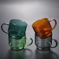 Tasse à café en verre personnalisable avec logo imprimable, design moderne et minimaliste, idéale pour le petit-déjeuner, le café et le thé – Vente en gros fabricant