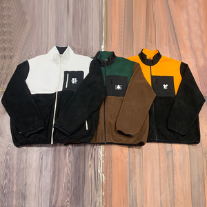 Op maat gemaakte geborduurde kleding patchwork hoge kwaliteit fabrikant winter dikke warme geverfde polar sherpa <span class=keywords><strong>fleece</strong></span> heren ritsjas - Product Image 6