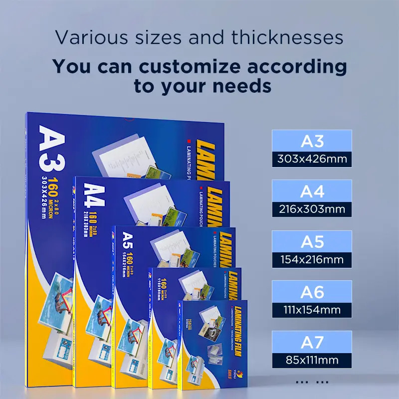 YIDU Antiscratch A4ขนาดกระดาษโฟโต้125ไมค์175ไมครอนวัสดุ BOPET ใสเคลือบความร้อนฟิล์มถุงพลาสติก