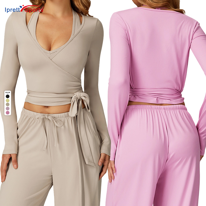 New Arrival Women's Brushed Yoga Top Long Sleeved One-piece Strap Active Stretch Quick Dry Skin Friendly Running Gym