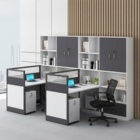 Poste de travail modulaire avec cloison de bureau et bibliothèque intégrée, table de travail pour personnel pour projet de bureau