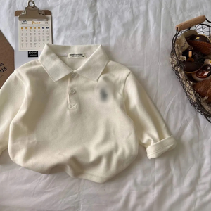<span class=keywords><strong>Polo</strong></span> per Bambini Primavera e Autunno per Bambino e Bambina con Colletto Ricamato a Maniche Lunghe T-shirt Ampia Stile Streetwear Maglietta Base per Neonati - Product Image 3