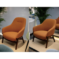 Fauteuil de détente contemporain en bois massif et tissu, chaise d'appoint confortable pour hall d'hôtel, salon, bureau, réception
