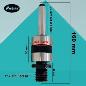 Adaptateur de mandrin tournant MT2 avec embout conique Morse de 1 pouce et filetage 8 TPI pour le travail du bois - Product Image 3