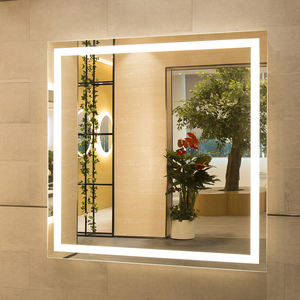 Mesa de tocador moderna sin marco, rectangular LED iluminado con espejo de maquillaje, tocador de pared ondulado, Salón inteligente IP44, pantalla táctil antivaho - Product Image 3