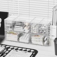 Organisateur de tiroir en PET transparent, boîte de rangement empilable pour bureau, fournitures de bureau, organisation quotidienne, rangement minimaliste