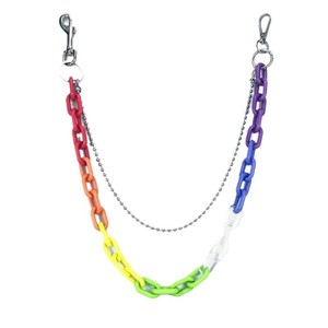 Cadena de cintura de resina arcoíris Yueli, cadena de cintura de metal de doble capa, estilo punk hip hop, cadena corporal unisex de moda, material de aleación de zinc. - Product Image 5