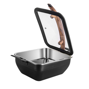 Plato de frotamiento rectangular con soporte de tapa, calentador de alimentos de buffet de acero inoxidable 304 para hotel, restaurante, catering, banquete, boda - Product Image 1