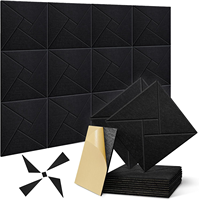 ZhenFornos Lot de 12 panneaux carrés modernes en polyester auto-adhésifs, haute densité NRC 1.1, insonorisation des murs, bureau, maison - 30x30x0.9cm