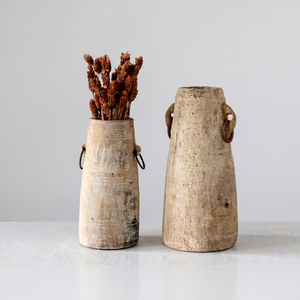 Vintage Wooden Long Milk Jug Flower Vase Planter Pot with Handles Handcrafted <b>Rustic</b> Decor for <b>Console</b> <b>Table</b> Entryway - Product Image 1