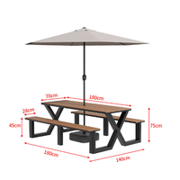 Ensemble de table et bancs de restaurant en acier - Design européen moderne, mobilier commercial durable et robuste