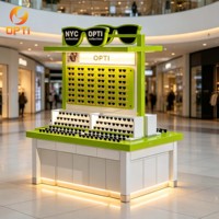 Étagères en verre éclairées par LED personnalisées pour l'affichage des lunettes, présentoir pop-up pour magasin d'optique, magasin de détail