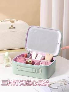 Caja de <span class=keywords><strong>maquillaje</strong></span> portátil de gran capacidad con cierre de cremallera y espejo LED Nuevo tipo adolescente para neceser hecho de material de PU - Product Image 5