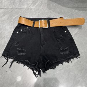 Shorts en <span class=keywords><strong>jean</strong></span> évasés délavés et effilochés style rétro 2026 pour <span class=keywords><strong>femme</strong></span>, en coton épais - Product Image 4