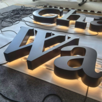 Letras Interiores con Halo LED y Acabado en Acero Inoxidable Negro Mate Pintado con Spray de 75 mm de Grosor, Letrero Personalizado de Fábrica Directa de Alta Calidad