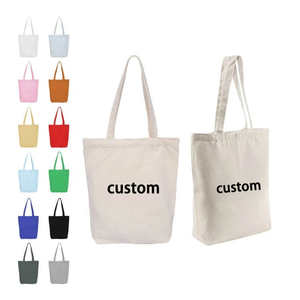 High quality environmentally friendly recycled cotton <b>canvas</b> shopping <b>handbag</b> customized with logo printed shopping bag - Product Image 2