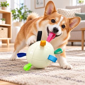 Pelota Interactiva para Perros, Juguete Resistente a Mordidas, Juguete de Cuerda de PU para Entrenamiento, Juguete para Jugar al Aire Libre - Product Image 4