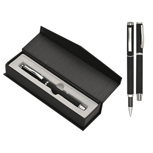 Bộ bút bi thép không gỉ mực đen khắc logo tùy chỉnh, chất liệu kim loại cao cấp, kèm hộp quà tặng - Product Image 1