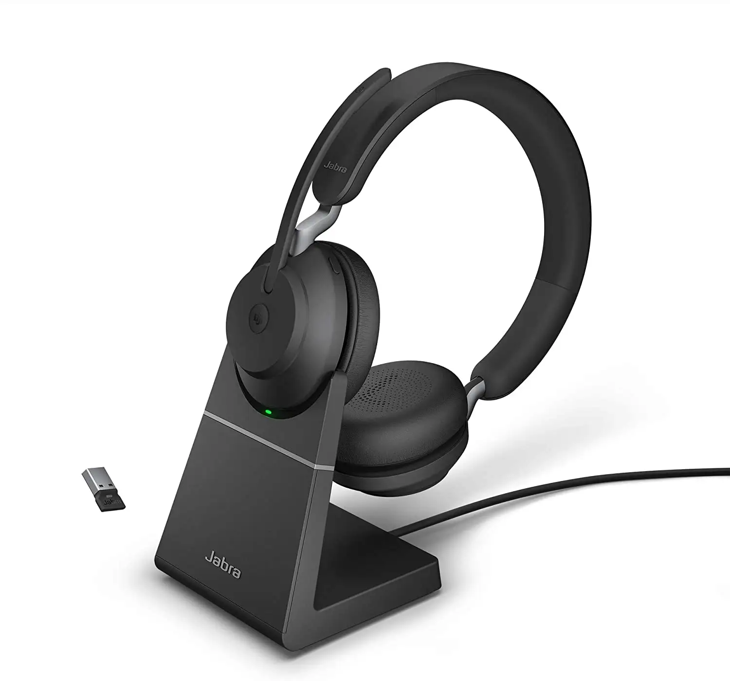 Jabra Evolve2 65 UC MS Version Mono Stereo USB-A USB-C Style Wireless BLT Headset with Charging Stand for Calls and Music