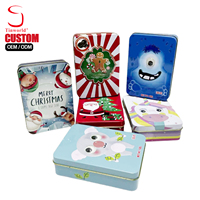 Weihnachts-Geschenkdose für Kinder mit Deckel, Metallbehälter für Süßigkeiten, Kekse, Schokolade, Individuell Bedruckte Großhandelsverpackung, OEM-Fertigung
