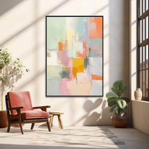 Arte Original pintado a mano moderno abstracto minimalista colorido pintura al óleo lienzo Extra grande pintura a mano para Hotel - Product Image 1