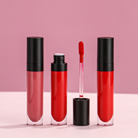 Tube rond noir mat cosmétiques chinois en gros brillant à lèvres personnalisé brillant à lèvres mat végétalien rouge à lèvres marque privée rouge à lèvres liquide