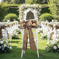 LILIS Nœuds de chaise en satin – Unis, teints, pour mariage, banquet, décoration intérieure, 17x275cm, 48 couleurs, lavables (Cuivre), avec chemins de table assortis