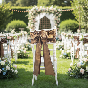 Nœuds de <span class=keywords><strong>chaise</strong></span> en taffetas – Teinture unie – Chine – Décoration pour événements de mariage – 48 couleurs disponibles avec chemins de table assortis (Cuivre) - Product Image 2
