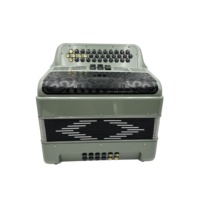 Accordéon professionnel SEASOUND 34 boutons, 12 basses, 3 registres, gris ciel avec grille noire et boutons or-noir JB3412C