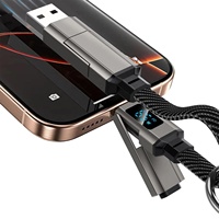 Pengisi Daya Gantungan Kunci Portabel PD 65W 4 in 1 dengan Layar Digital, Kabel Pengisian Cepat, Gantungan Kunci Nilon Terjalin, Kabel Pengisi Daya Pendek