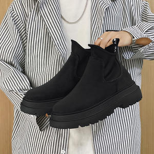 Chaussures Martin montantes en cuir noir pour hommes, Style britannique à la mode pour moto, bottes Chelsea, nouvelle collection <span class=keywords><strong>2023</strong></span> - Product Image 3