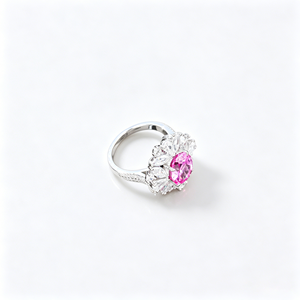 Anillo de Plata de Ley 925 con Zafiro Padparadscha Cultivado en Laboratorio - Product Image 1