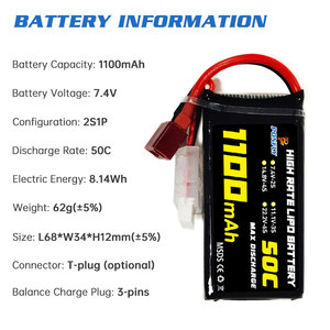 Ponfly 50c 2S 7.4V 3S 11.1V 1100mAh RC xe pin RC Mô hình 1100mAh LiPo pin lithium polymer Ion pin với kết nối - Product Image 3