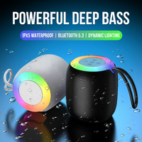 Speaker Plastik Mini 5.0 Portabel Nirkabel Subwoofer RGB LED Jam Tali Gantungan Kartu TF USB Koneksi TWS Luar Ruangan Pesta Rumah