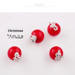 Boucles d'oreilles mignonnes en argent sterling 925 renne de Noël flocon de neige coquille de perle rouge cadeau du fabricant direct numérique - Product Image 3