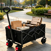 Chariot de camping pliable et réglable à ouverture arrière 515, roues larges de 5 pouces, capacité de 150 kg, tout-terrain, en tissu Oxford et structure en acier