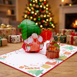 Meilleur Prix Carte Pop-up Gnome de Noël et du Nouvel An, Conception Personnalisée, Artisanat en Papier Fait Main, Vietnam Hanoï, Vente Chaude, Tendance Actuelle - Product Image 3