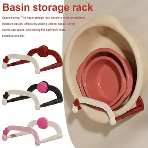 Bathroom Basin Storage Rack Holder Self-adhesive Hooks Wall Mounted Washbasin Storage Hooks Holders Save Space Hooks - Product Image 4