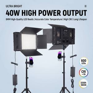 Panneau lumineux LED U600 40W pour <span class=keywords><strong>vidéo</strong></span>, bicolore 3200-5600K, dimmable, CRI95+, pour photographie, diffusion en direct, <span class=keywords><strong>YouTube</strong></span>, TikTok - OEM/ODM - Product Image 4