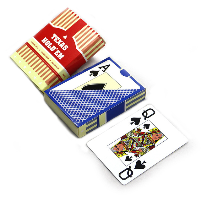 Large-sized Eco-friendly Portable Waterproof Blue and Red PVC Plastic Poker Cards for Texas Poker. Customizable LOGO Available.